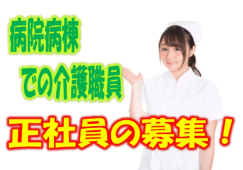 ☆介護スタッフ募集♪病院内での介護職員を募集中♪ブランクのある方や未経験の方もお気軽にご応募ください♪介護福祉士の方は更に手当を支給♪【堺市堺区】【正社員】【ID：1520-skmi-h2-s-s】 イメージ